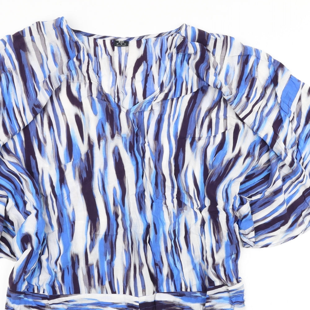 F&F Womens Blue Geometric Polyester Tunic Blouse Size S V-Neck - Beachwear