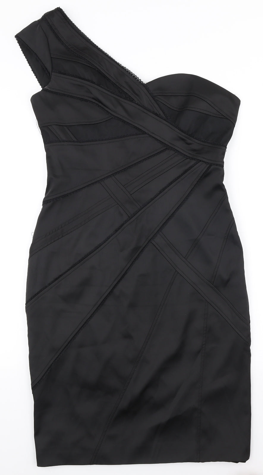Karen Millen Womens Black Acetate Shift Size 14 One Shoulder