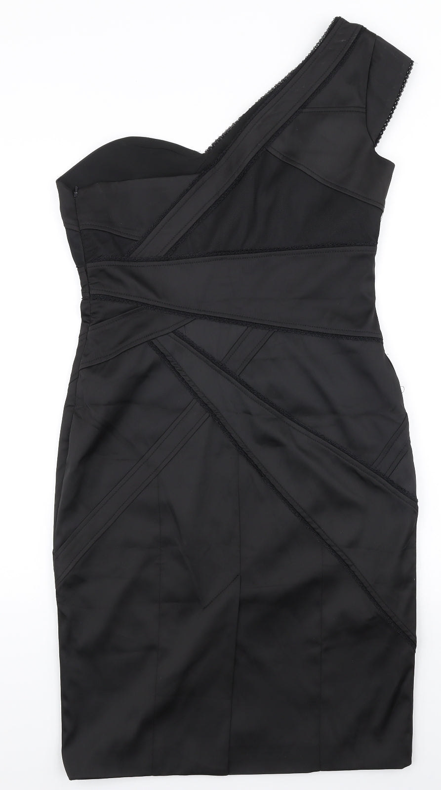 Karen Millen Womens Black Acetate Shift Size 14 One Shoulder