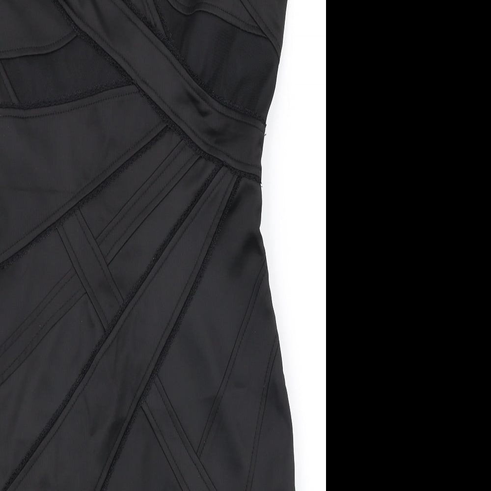 Karen Millen Womens Black Acetate Shift Size 14 One Shoulder