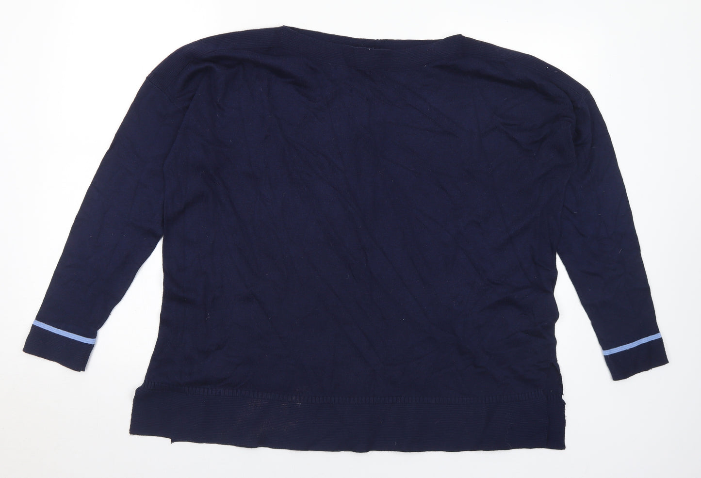 Joules Womens Blue Boat Neck Cotton Pullover Jumper Size 18