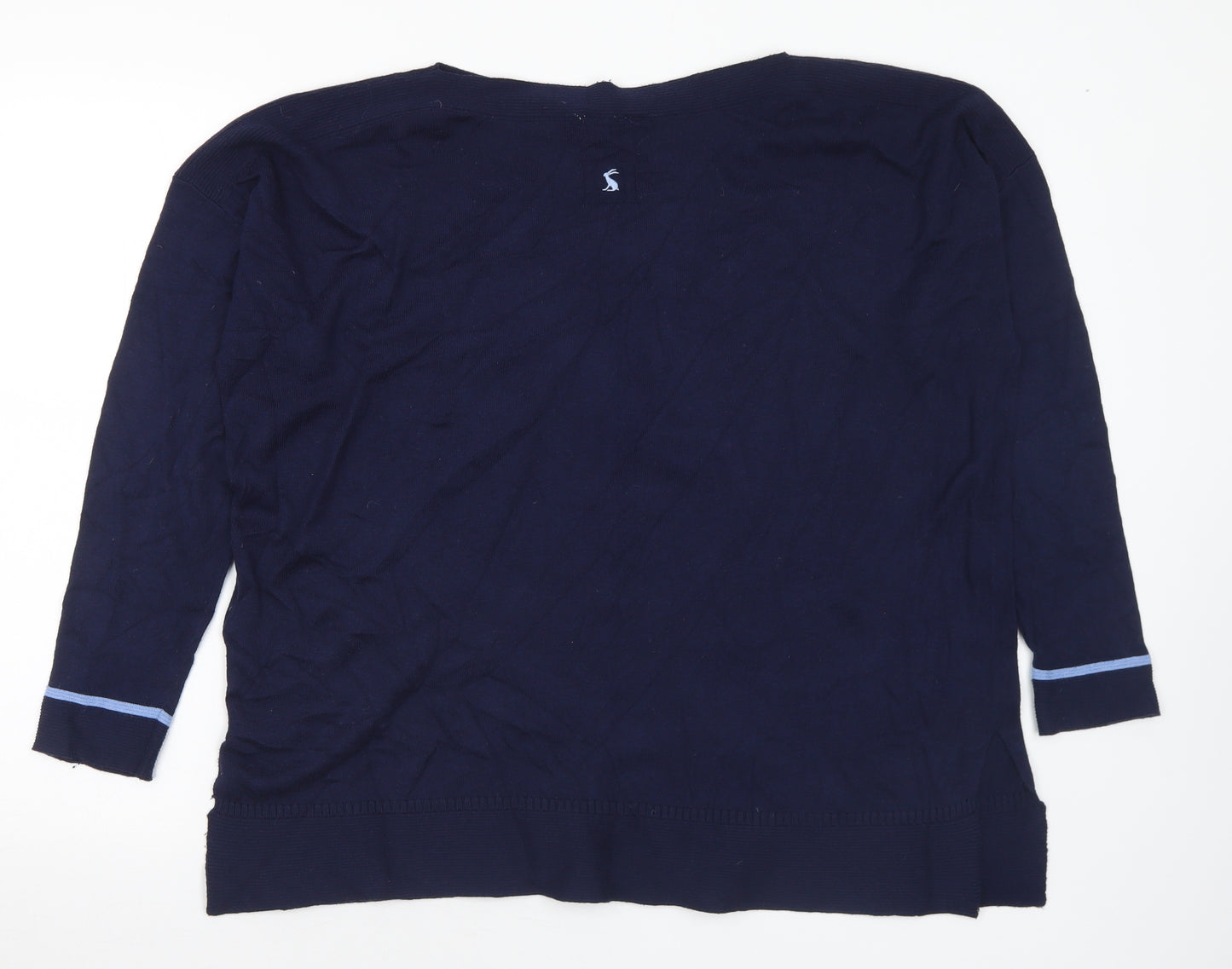 Joules Womens Blue Boat Neck Cotton Pullover Jumper Size 18