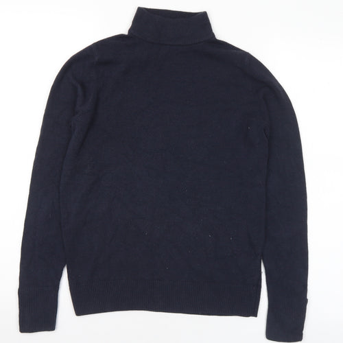 Marks and Spencer Womens Blue Mock Neck Acrylic Pullover Jumper Size 8