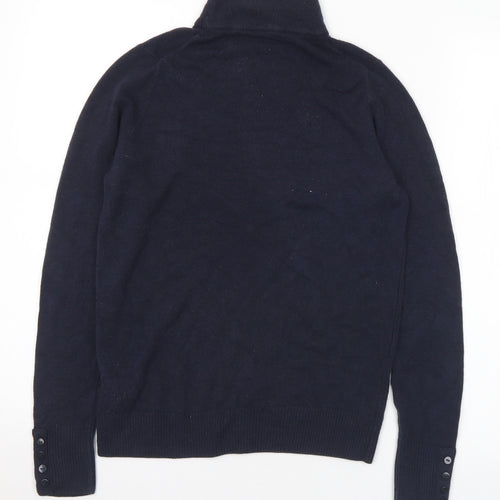 Marks and Spencer Womens Blue Mock Neck Acrylic Pullover Jumper Size 8