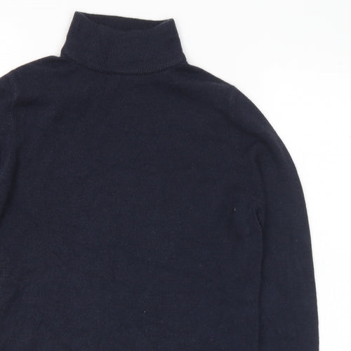 Marks and Spencer Womens Blue Mock Neck Acrylic Pullover Jumper Size 8