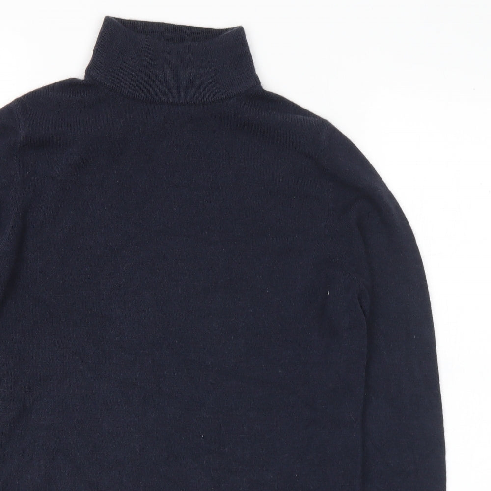 Marks and Spencer Womens Blue Mock Neck Acrylic Pullover Jumper Size 8
