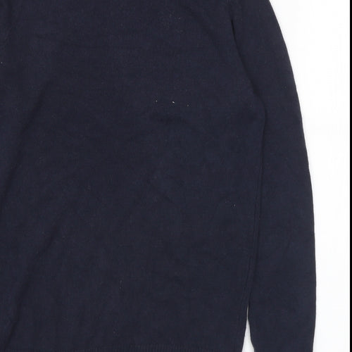 Marks and Spencer Womens Blue Mock Neck Acrylic Pullover Jumper Size 8