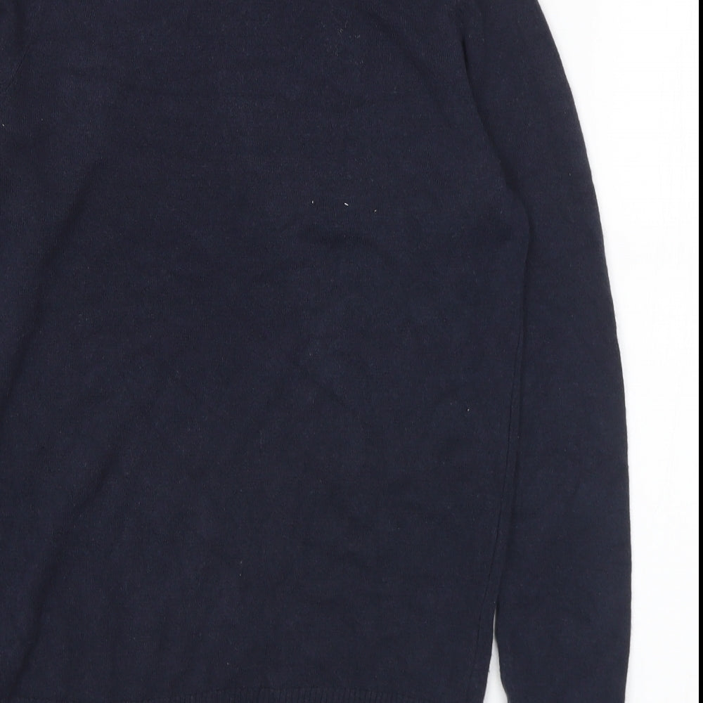 Marks and Spencer Womens Blue Mock Neck Acrylic Pullover Jumper Size 8
