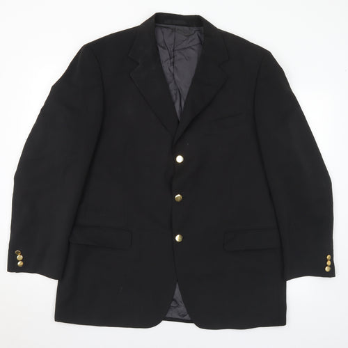 Preworn Mens Black Polyester Jacket Suit Jacket Size 42