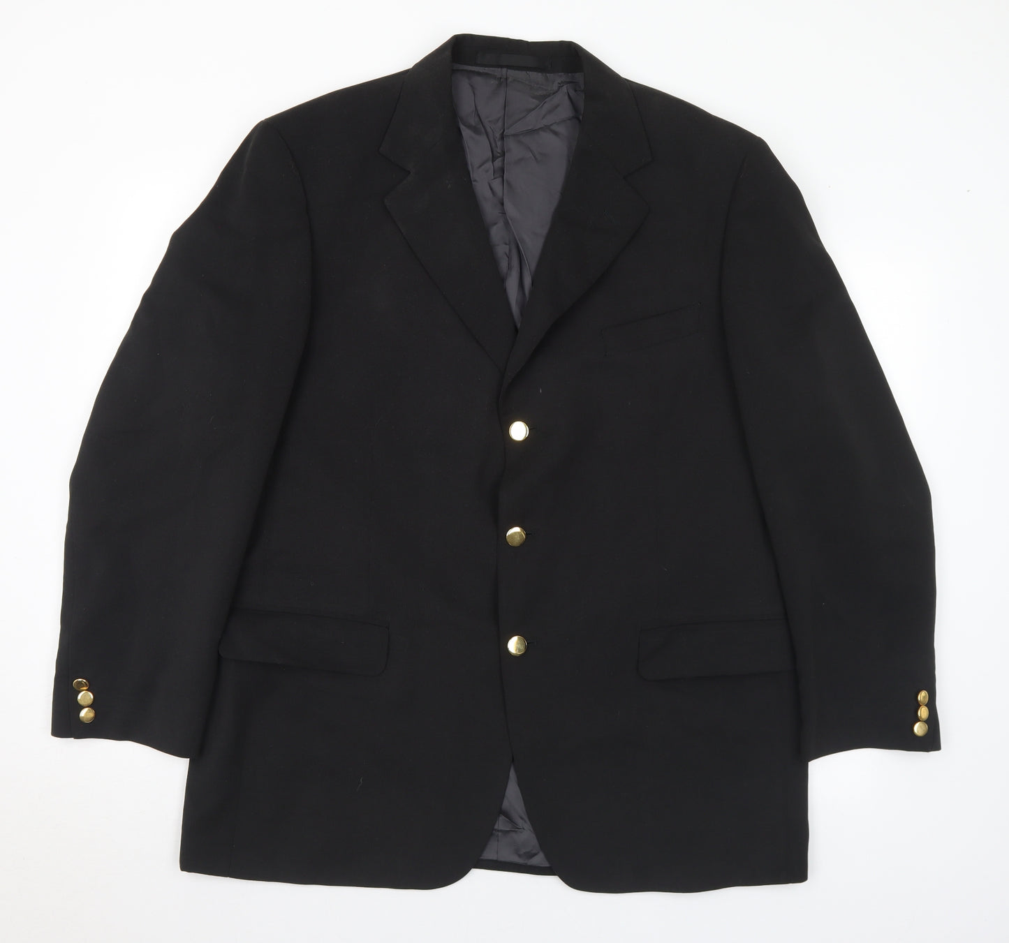Preworn Mens Black Polyester Jacket Suit Jacket Size 42