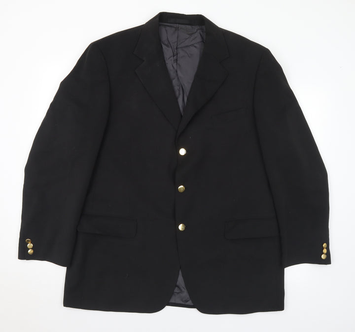 Preworn Mens Black Polyester Jacket Suit Jacket Size 42