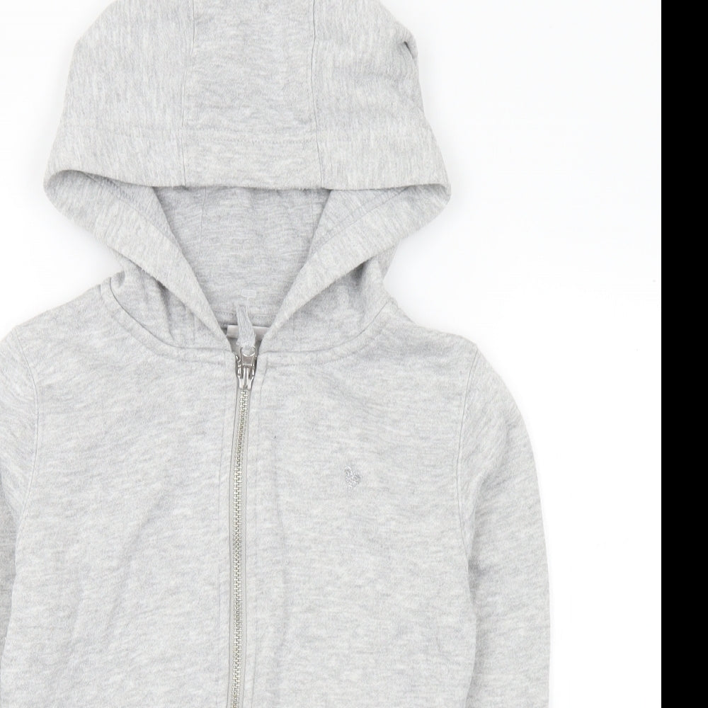 Matalan Girls Grey Polyester Full Zip Hoodie Size 9 Years Zip