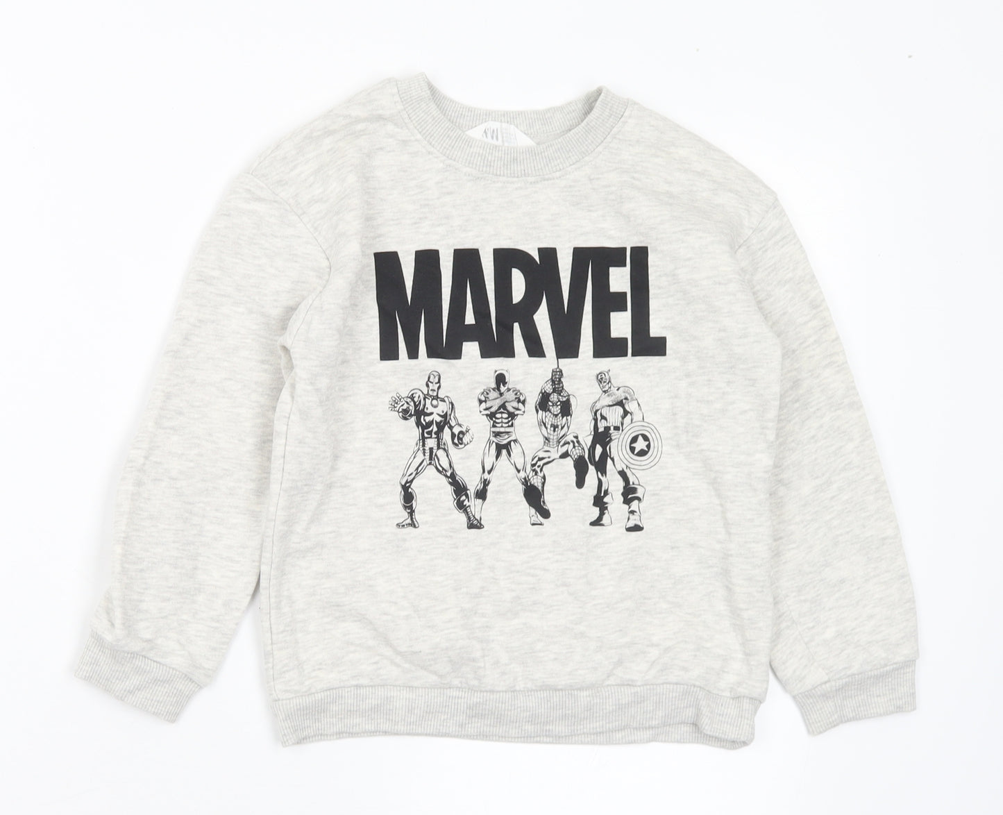 H&M Boys Grey Cotton Pullover Sweatshirt Size 4-5 Years - Marvel. 4-6 Years