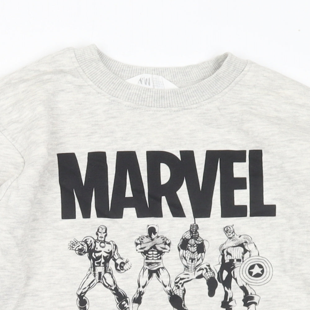H&M Boys Grey Cotton Pullover Sweatshirt Size 4-5 Years - Marvel. 4-6 Years