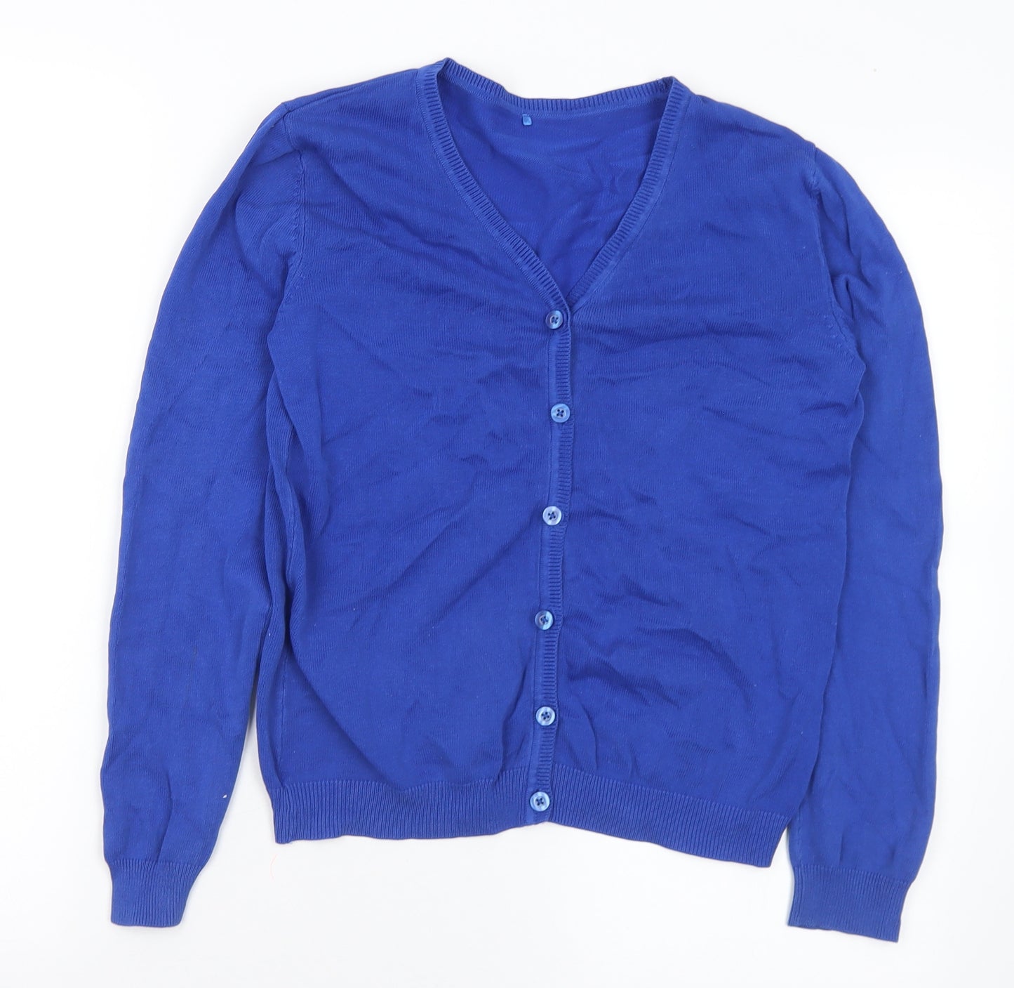 George Girls Blue V-Neck Cotton Cardigan Jumper Size 10-11 Years Button - School