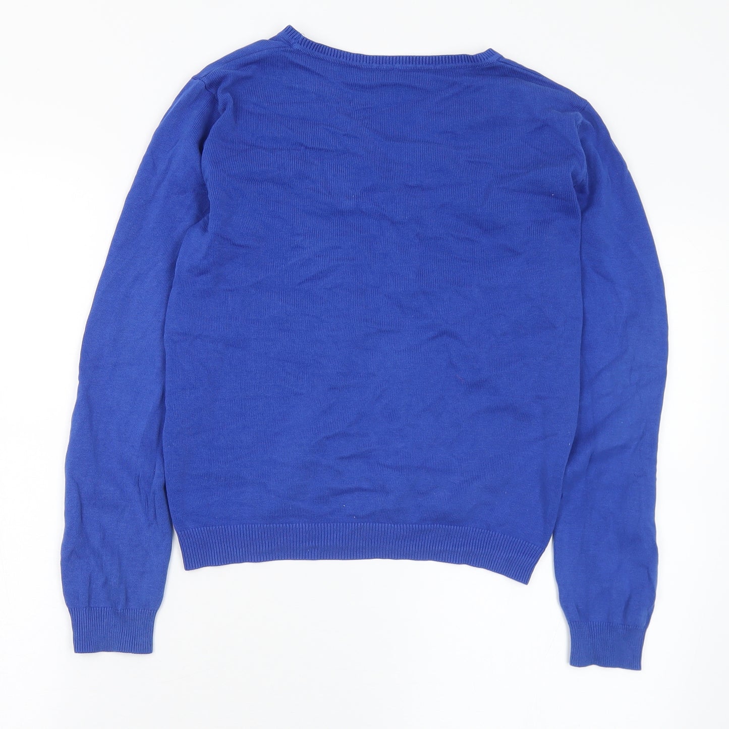 George Girls Blue V-Neck Cotton Cardigan Jumper Size 10-11 Years Button - School