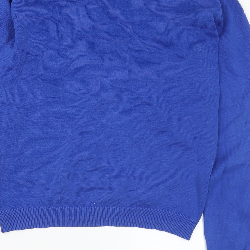 George Girls Blue V-Neck Cotton Cardigan Jumper Size 10-11 Years Button - School