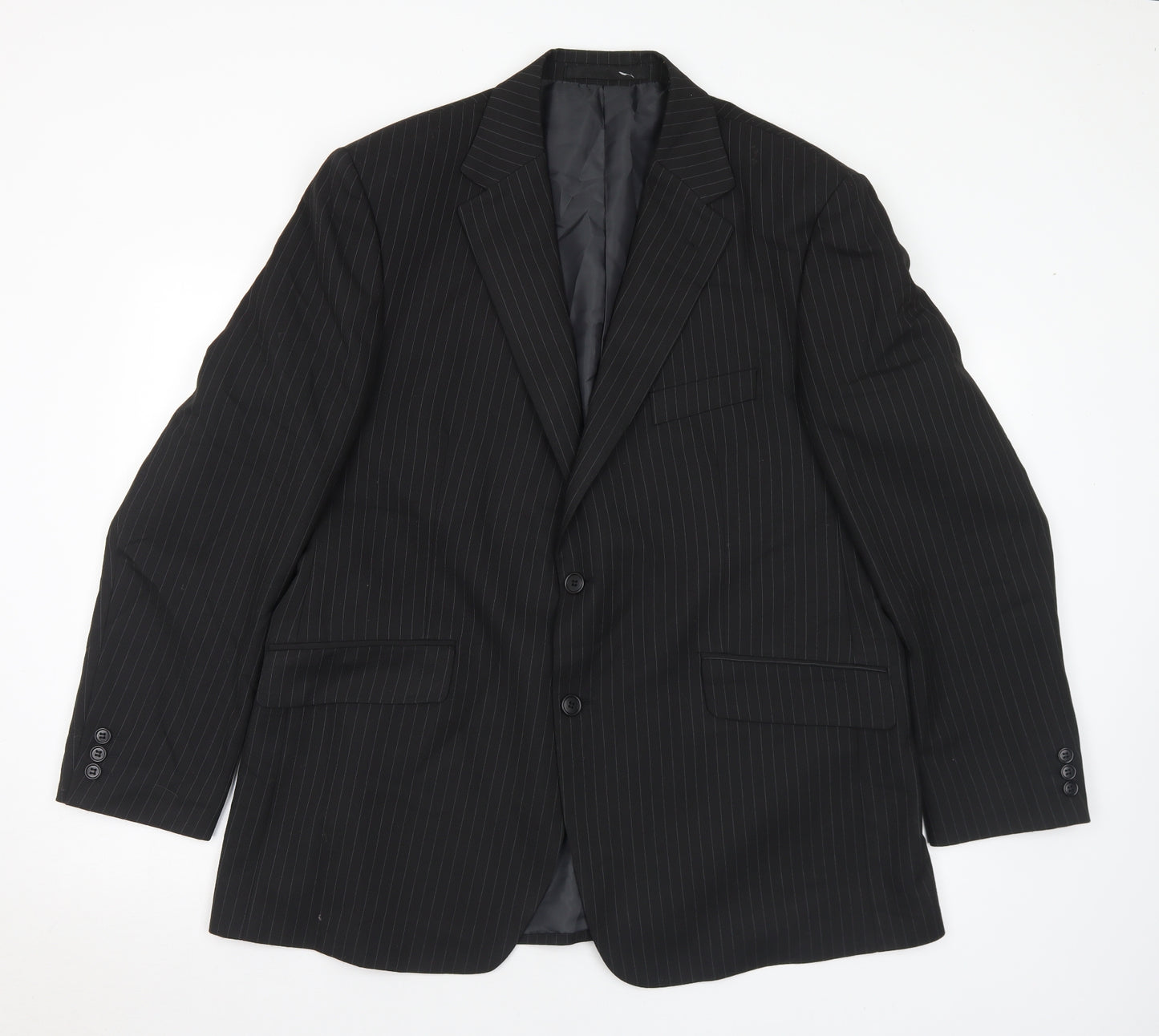 Marks and Spencer Mens Black Striped Polyester Jacket Suit Jacket Size 44