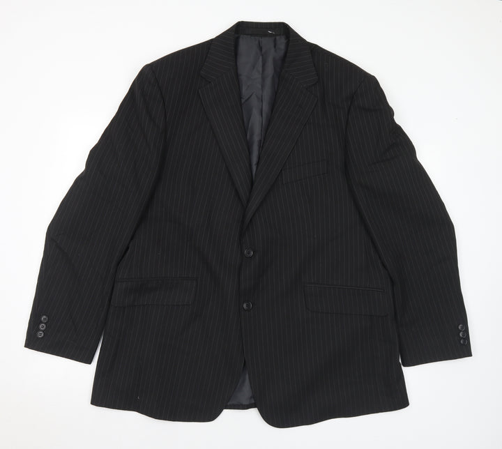 Marks and Spencer Mens Black Striped Polyester Jacket Suit Jacket Size 44