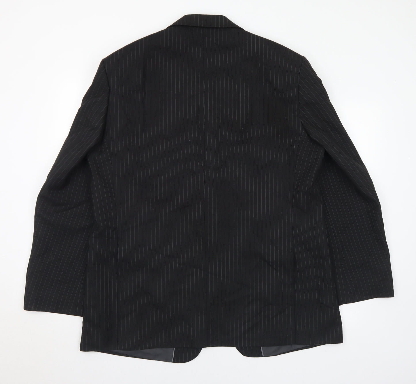 Marks and Spencer Mens Black Striped Polyester Jacket Suit Jacket Size 44