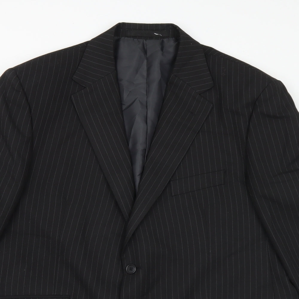 Marks and Spencer Mens Black Striped Polyester Jacket Suit Jacket Size 44