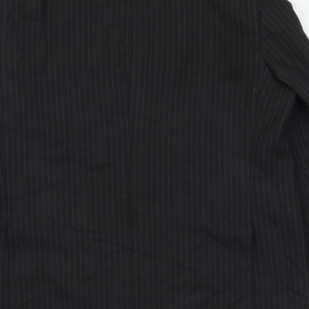 Marks and Spencer Mens Black Striped Polyester Jacket Suit Jacket Size 44