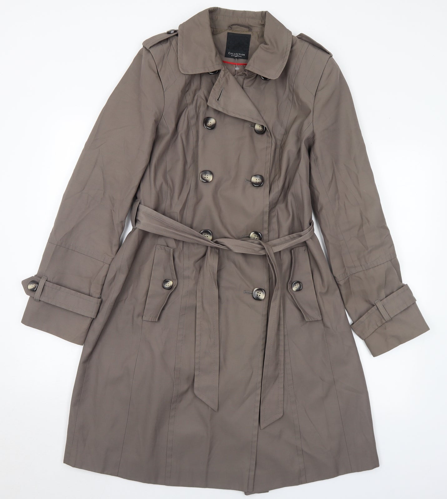 Debenhams Womens Brown Trench Coat Coat Size 12 Button