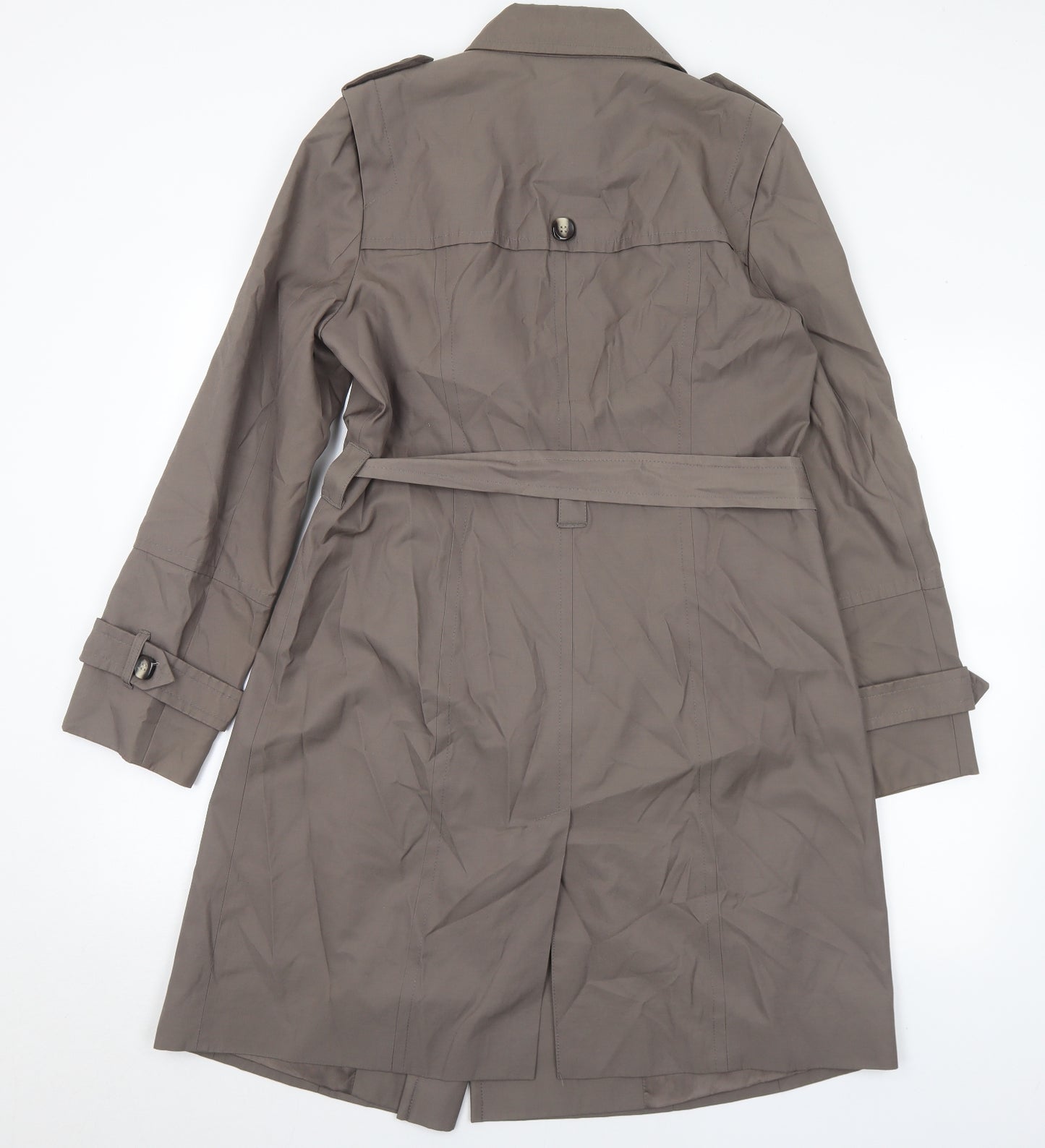 Debenhams Womens Brown Trench Coat Coat Size 12 Button