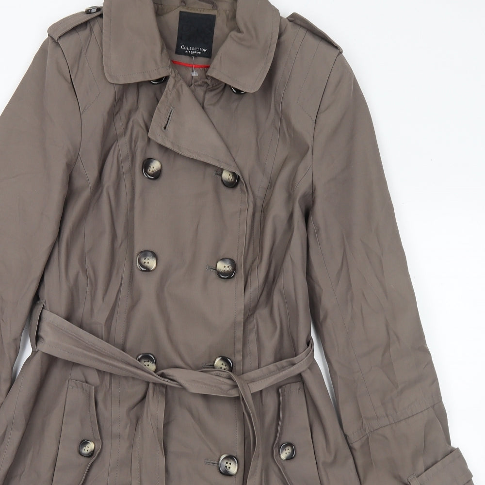 Debenhams Womens Brown Trench Coat Coat Size 12 Button