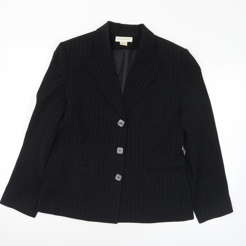 Worthington Industries Womens Black Geometric Polyester Jacket Suit Jacket Size 10