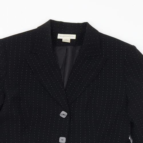 Worthington Industries Womens Black Geometric Polyester Jacket Suit Jacket Size 10