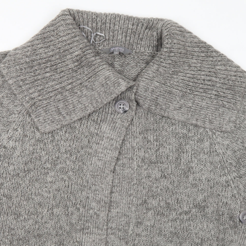 New Look Womens Grey Collared Acrylic Cardigan Jumper Size 10 - Maternity