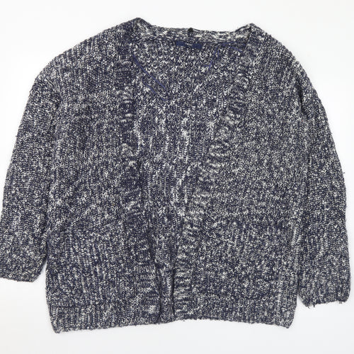 NEXT Womens Blue V-Neck Cotton Cardigan Jumper Size L