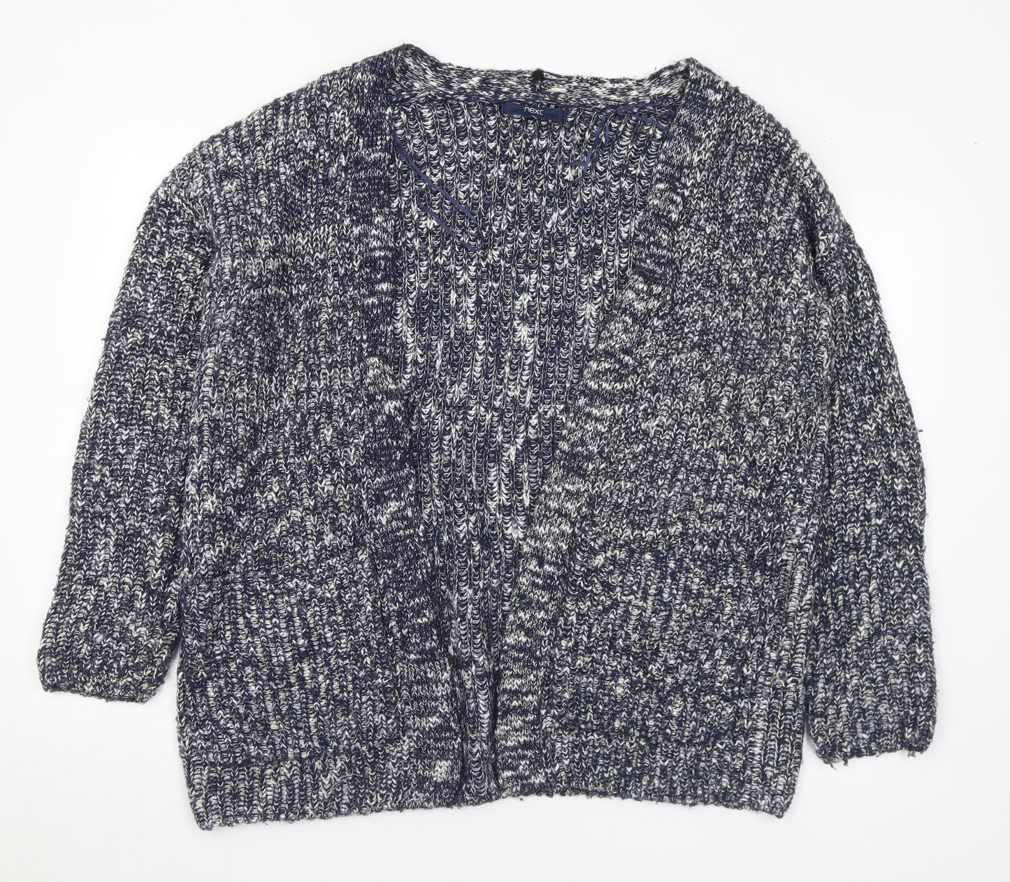 NEXT Womens Blue V-Neck Cotton Cardigan Jumper Size L