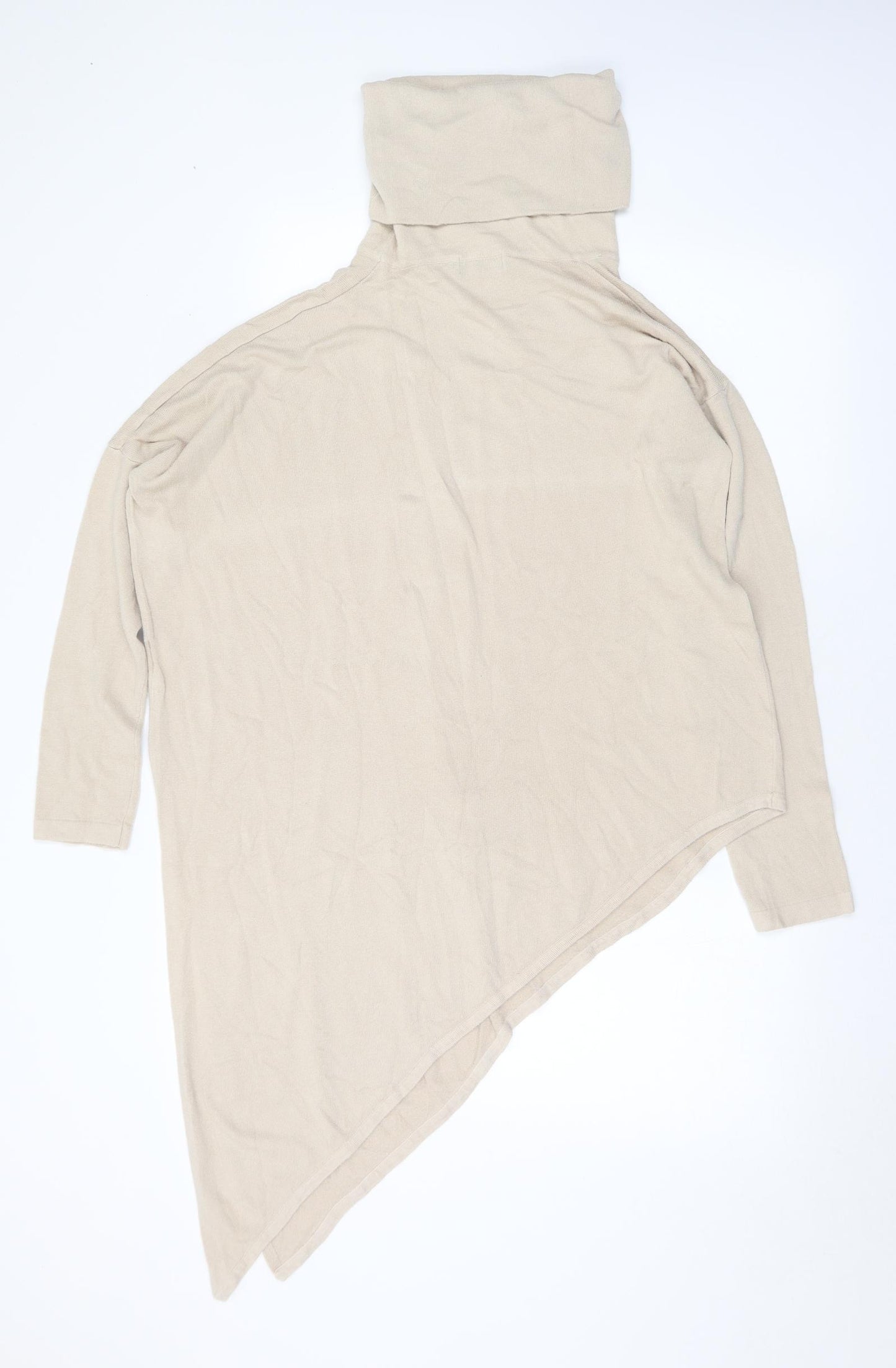 Laetitia Mem Womens Beige Roll Neck Rayon Pullover Jumper Size M - M/L