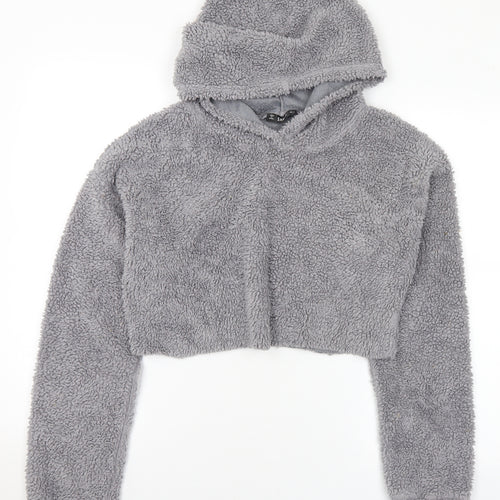 SheIn Womens Grey Polyester Pullover Hoodie Size S