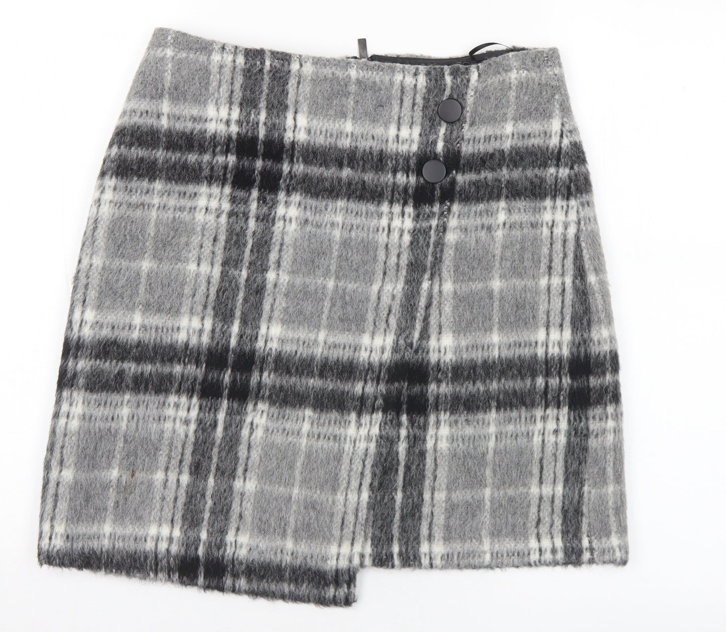 Marks and Spencer Womens Grey Plaid Acrylic A-Line Skirt Size 10