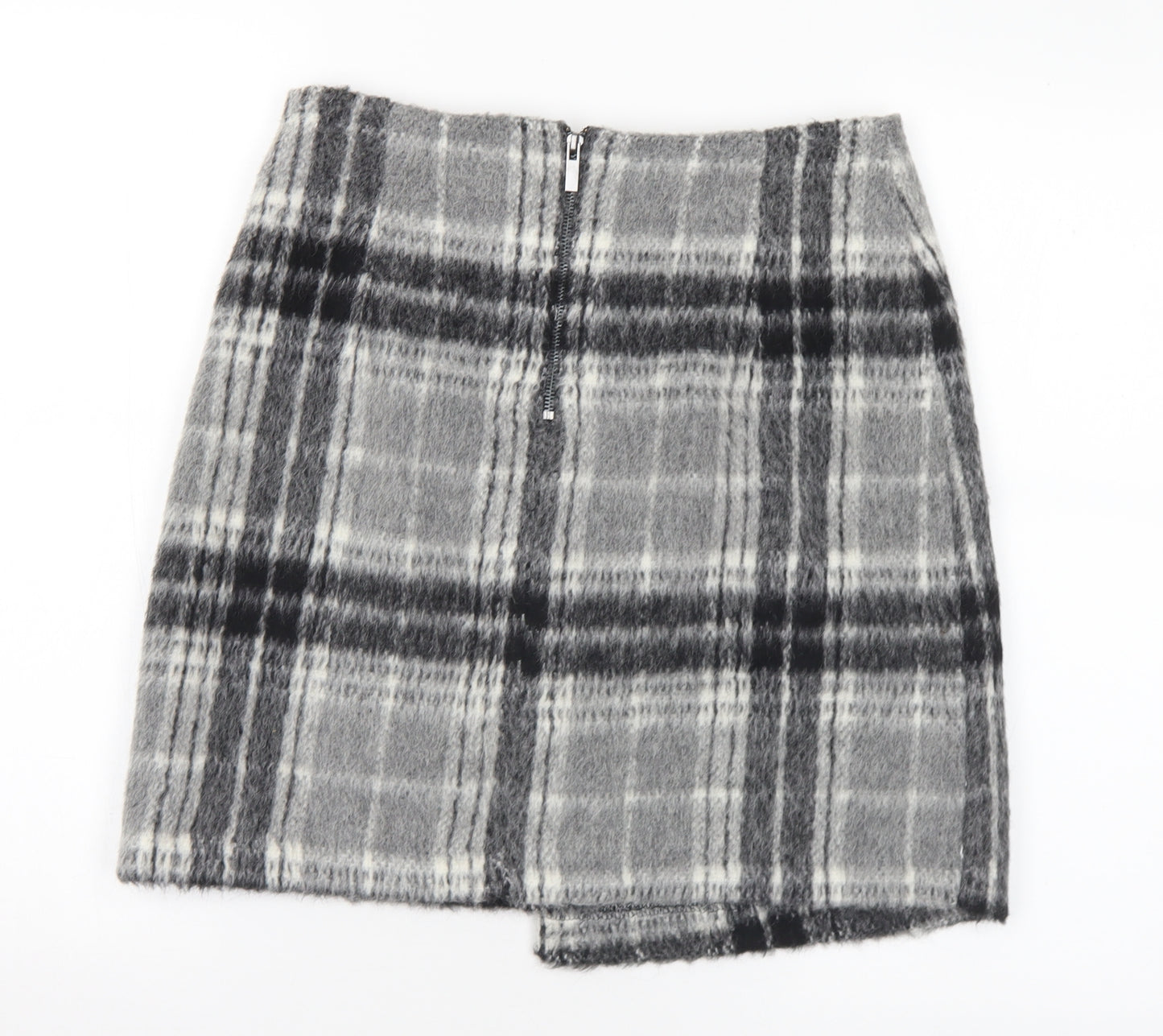 Marks and Spencer Womens Grey Plaid Acrylic A-Line Skirt Size 10