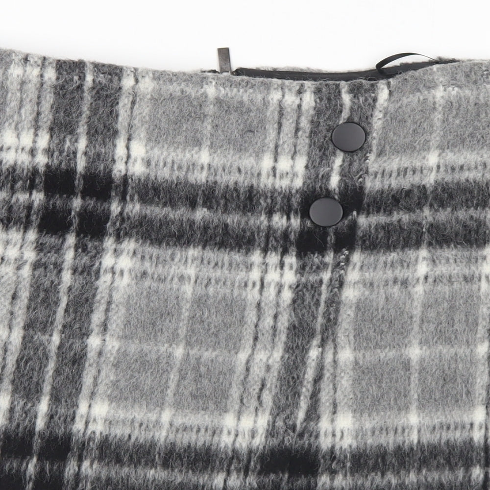 Marks and Spencer Womens Grey Plaid Acrylic A-Line Skirt Size 10