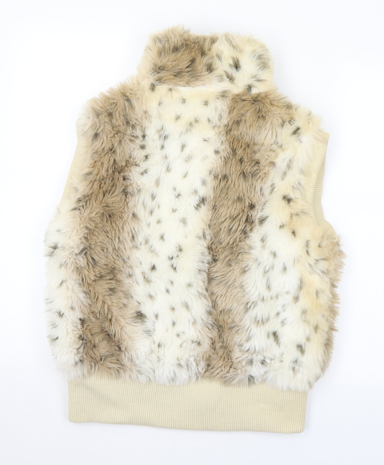 Miss Outrage Womens Beige Animal Print Gilet Coat Size 14 Zip