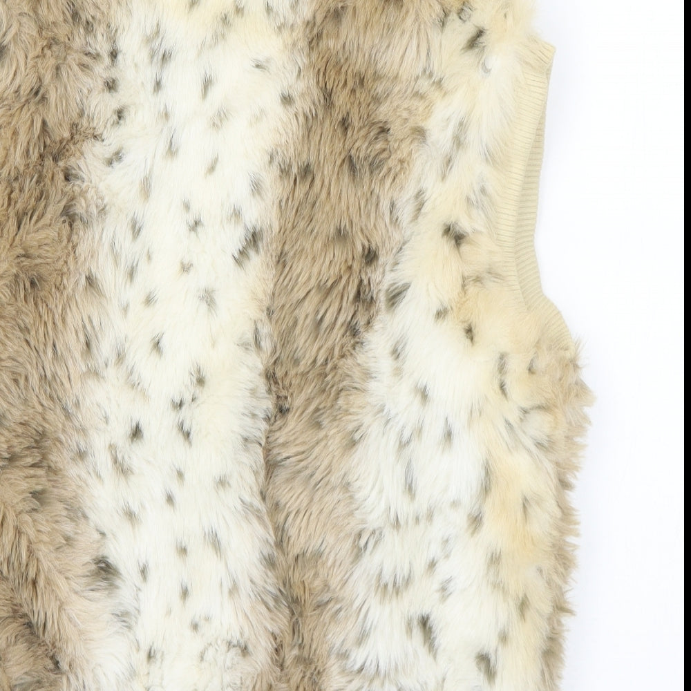 Miss Outrage Womens Beige Animal Print Gilet Coat Size 14 Zip