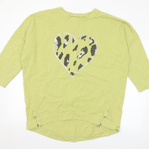 Preworn Womens Green Animal Print Polyester Pullover Sweatshirt Size XL - Heart