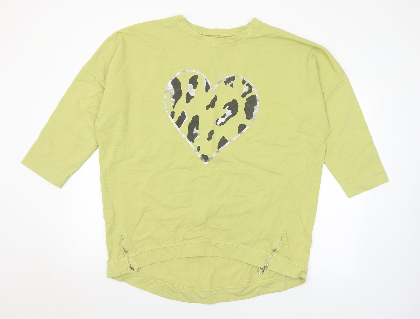 Preworn Womens Green Animal Print Polyester Pullover Sweatshirt Size XL - Heart