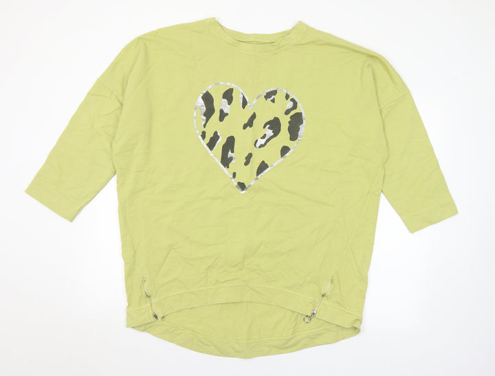 Preworn Womens Green Animal Print Polyester Pullover Sweatshirt Size XL - Heart