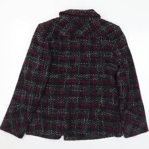 BHS Womens Purple Plaid Pea Coat Coat Size 12
