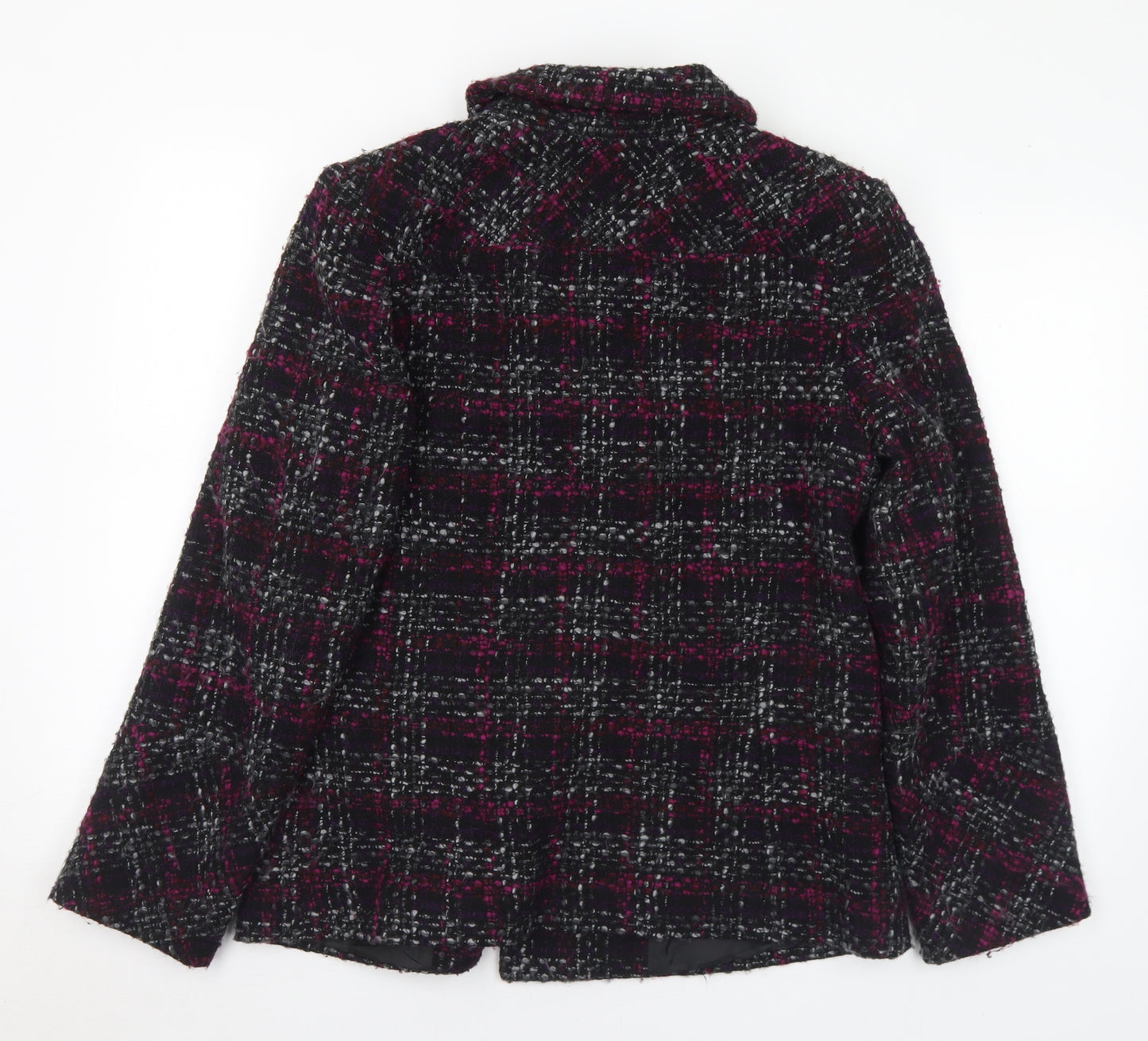 BHS Womens Purple Plaid Pea Coat Coat Size 12