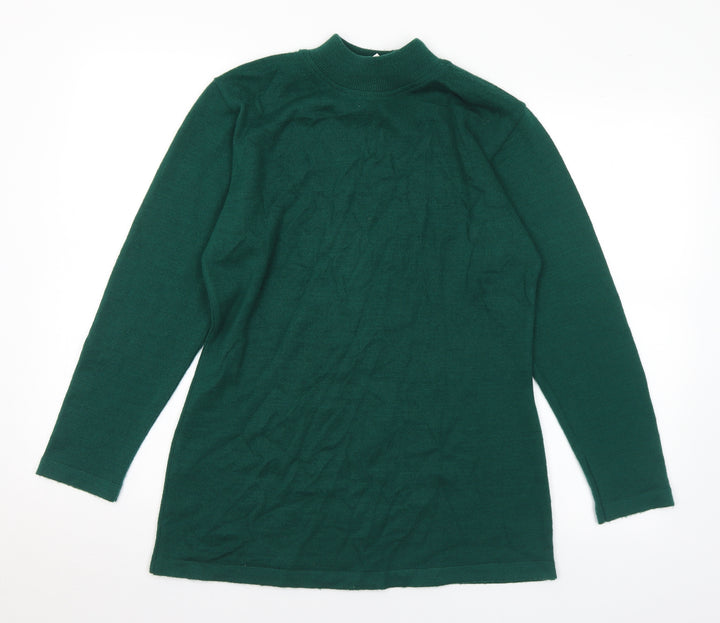 Camilla Womens Green Mock Neck Acrylic Pullover Jumper Size 14