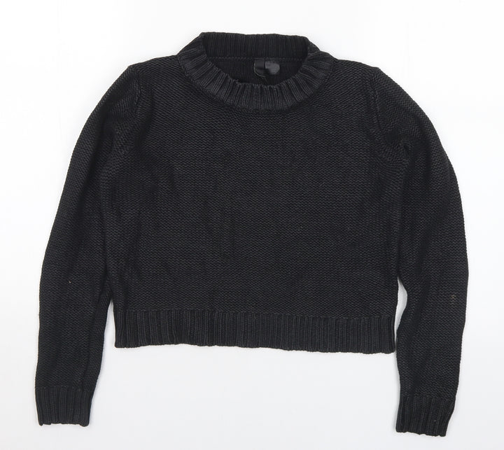 H&M Womens Black Mock Neck Cotton Pullover Jumper Size 10