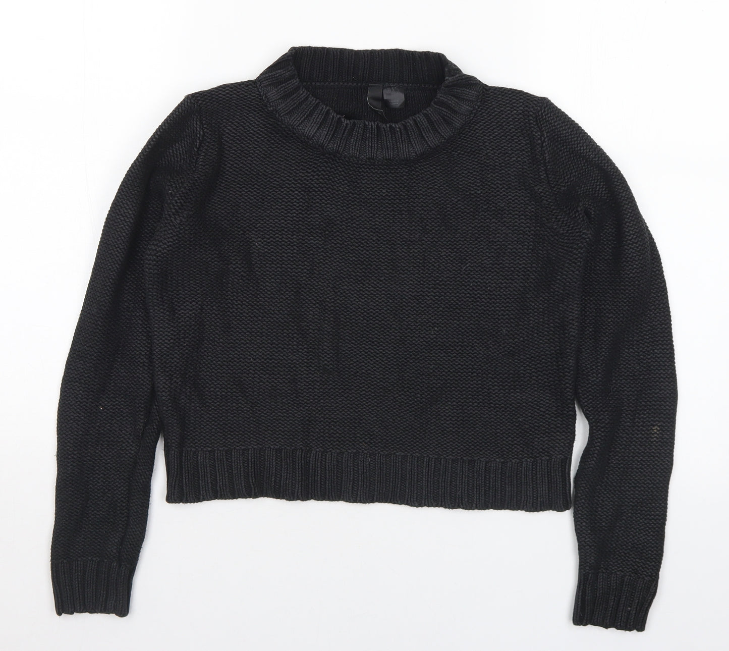 H&M Womens Black Mock Neck Cotton Pullover Jumper Size 10