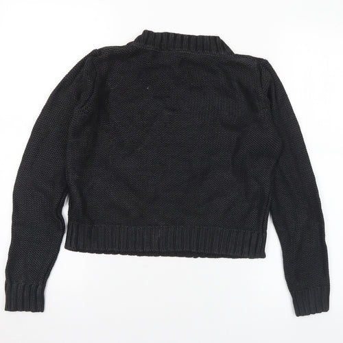 H&M Womens Black Mock Neck Cotton Pullover Jumper Size 10
